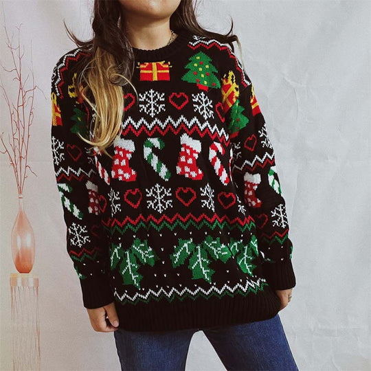 EB | Weihnachtlicher Strickpullover Mit Schneeflockenmotiv