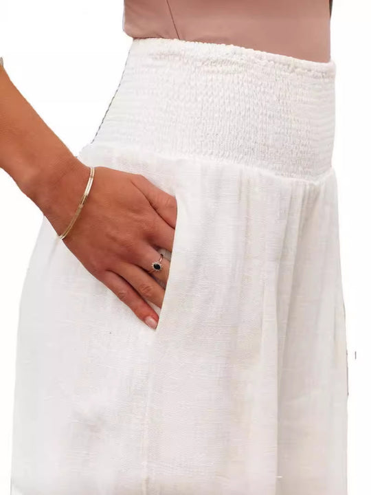 Damen Weit geschnittene Sommerhose mit elastischem Bund und luftiger Passform EB
