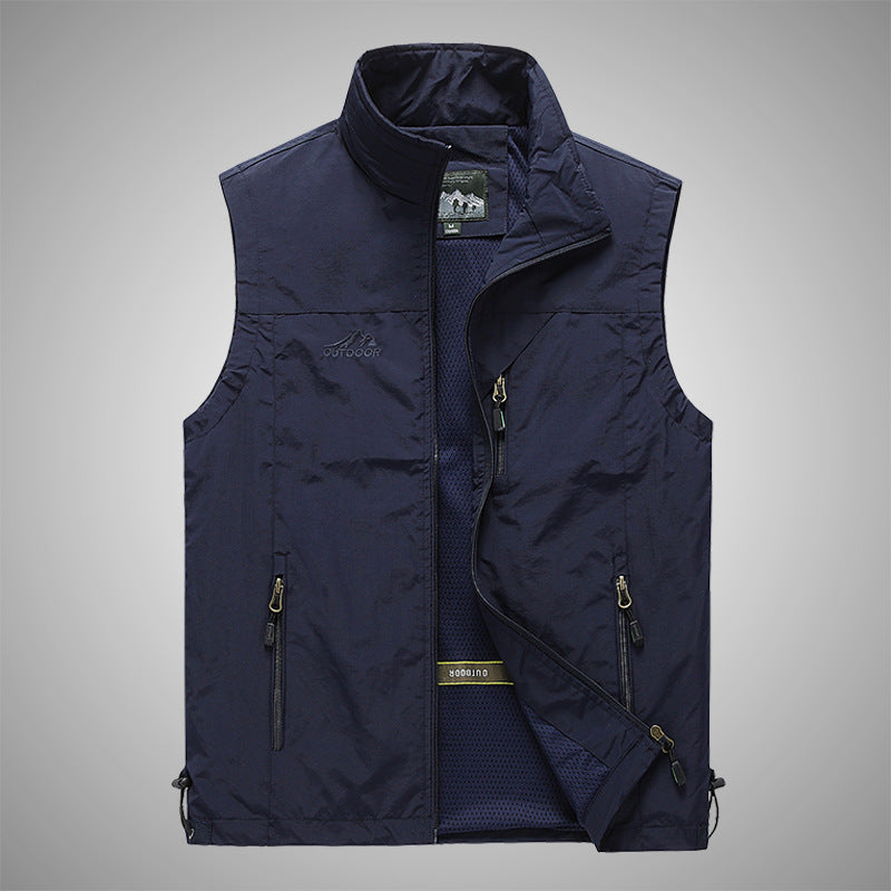Herren Multifunktionale Outdoorweste mit winddichter Hülle, Netzfutter und Reißverschlusstaschen EB