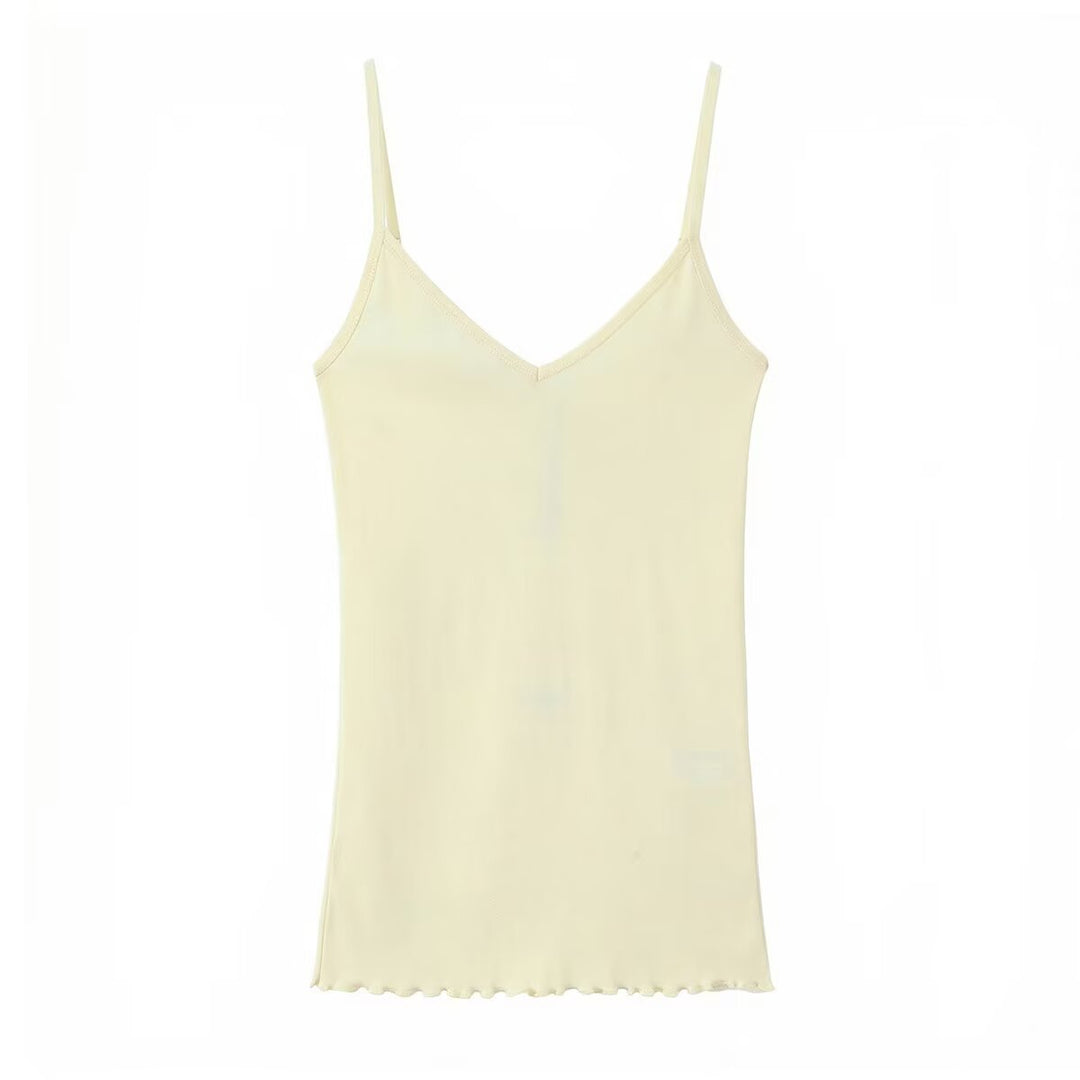 Damen Spaghettiträgeroberteil mit elegantem V-Ausschnitt und softer Textur EB
