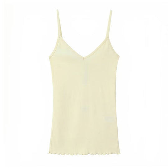 Damen Spaghettiträgeroberteil mit elegantem V-Ausschnitt und softer Textur EB