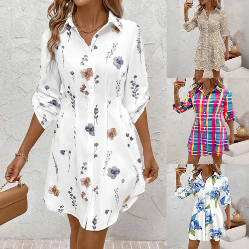 Damen Hemdblusenkleid mit floralen Akzenten und komfortablem Schnitt EB