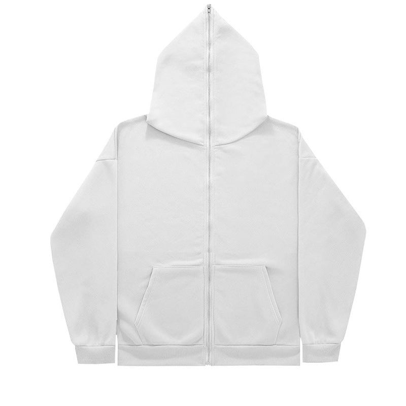 Unisex nan minimalistisch strukturierter Kapuzenzipper mit spitzer Kapuze, Kängurutasche und verstärkten Bündchen EB