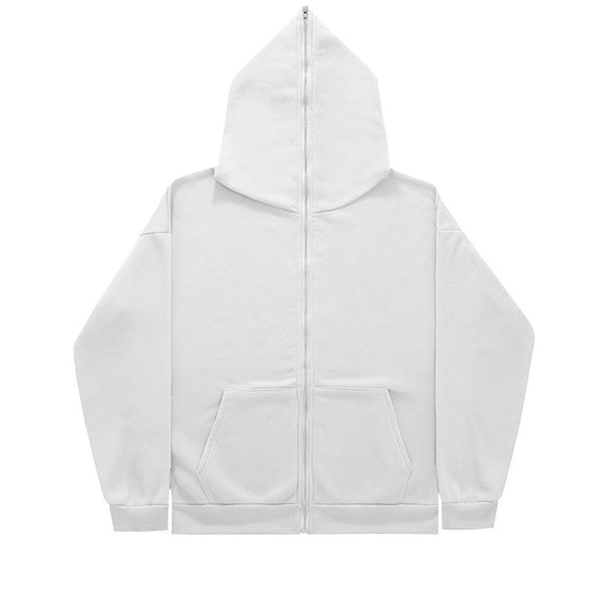 Unisex nan minimalistisch strukturierter Kapuzenzipper mit spitzer Kapuze, Kängurutasche und verstärkten Bündchen EB