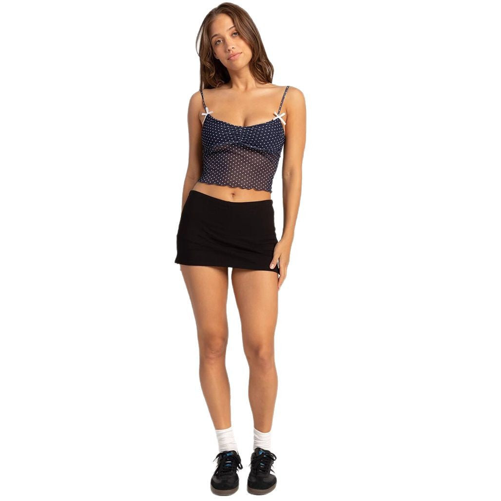 Damen gepunktetes Crop-Top mit verstellbaren Trägern EB