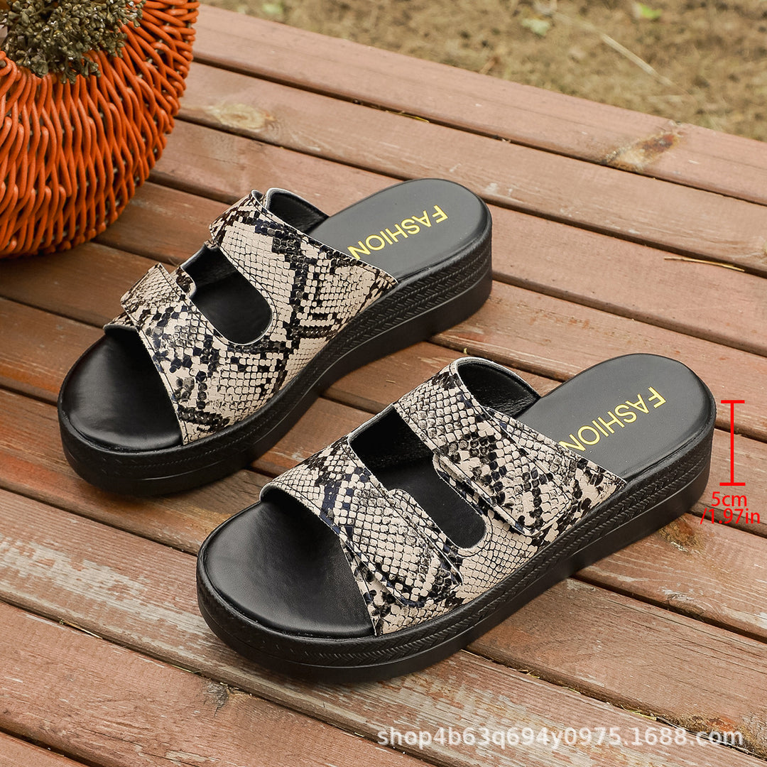 Damen Komfortable Slipper-Sandalen mit verstellbaren Klettverschlüssen und rutschfester Sohle EB