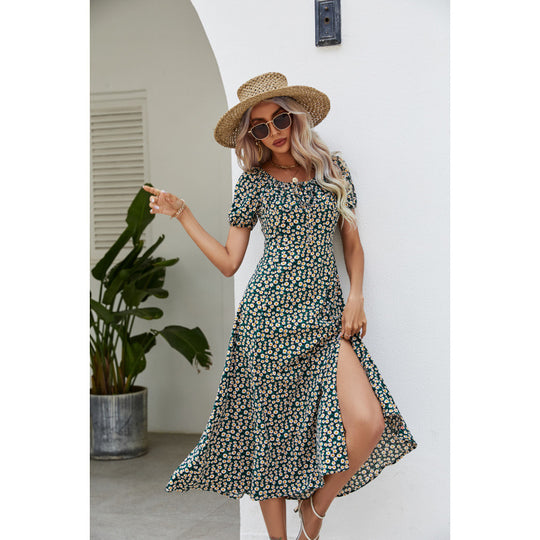 Damen Maxikleid mit floralem Design und schwingendem Saum EB 1777047927