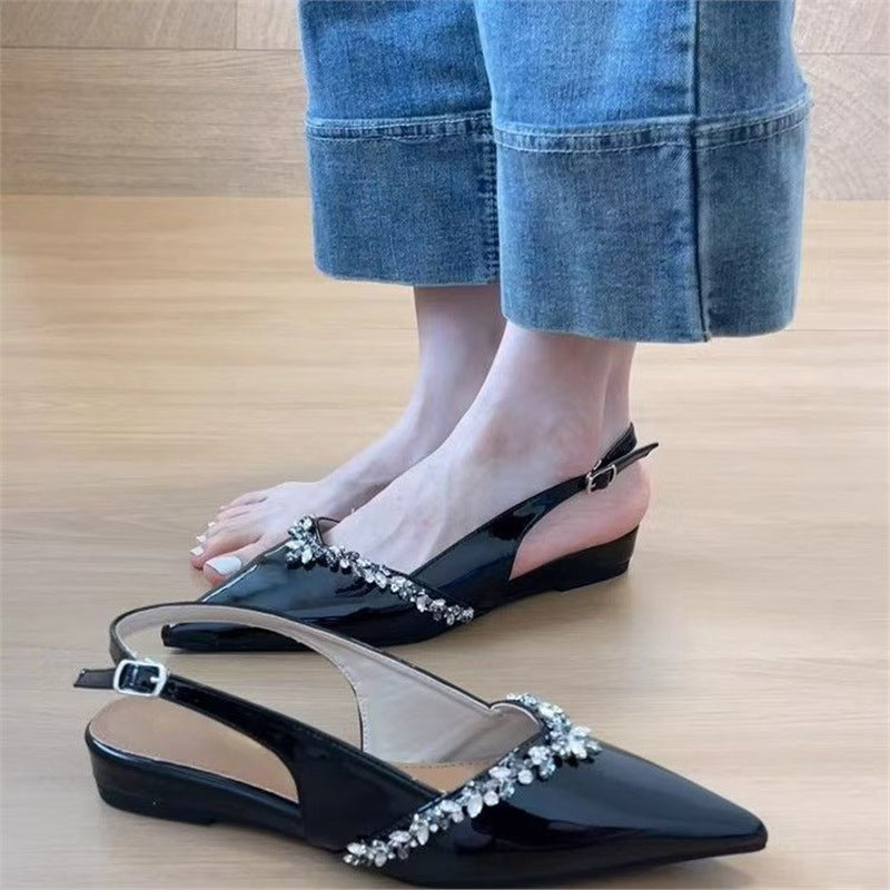 Damen elegante Slingback-Pumps mit funkelnder Schmuckverzierung EB