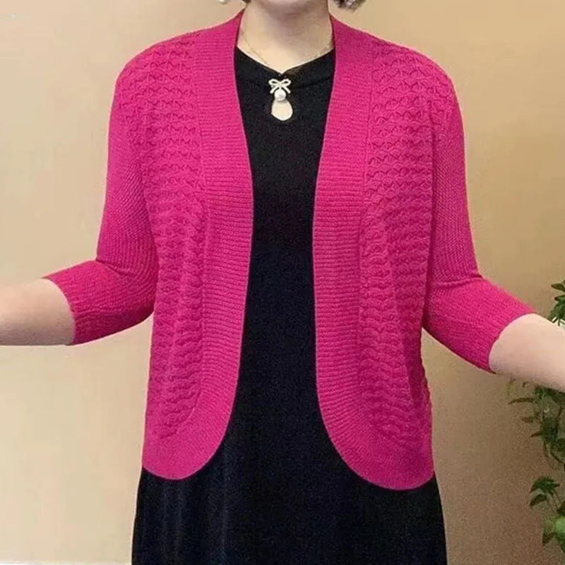 Damen Strickjacke mit 3/4-Ärmeln und strukturiertem Muster EB