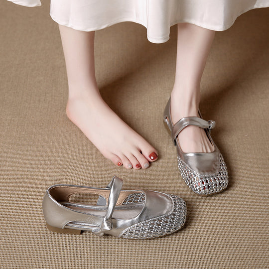 Damen Ballerina-Schuhe mit geflochtenem Detail EB