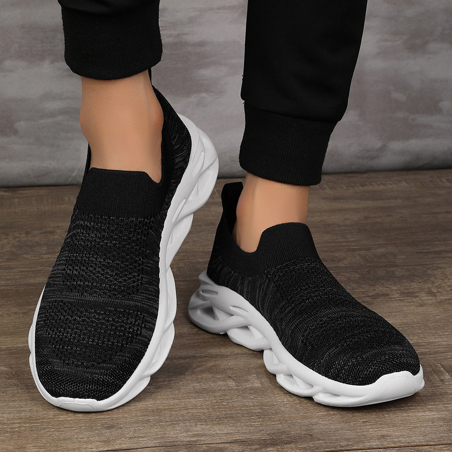 Damen Elastische Slip-On Sneakers mit rutschfester Sohle und atmungsaktiver Obermaterialstruktur EB