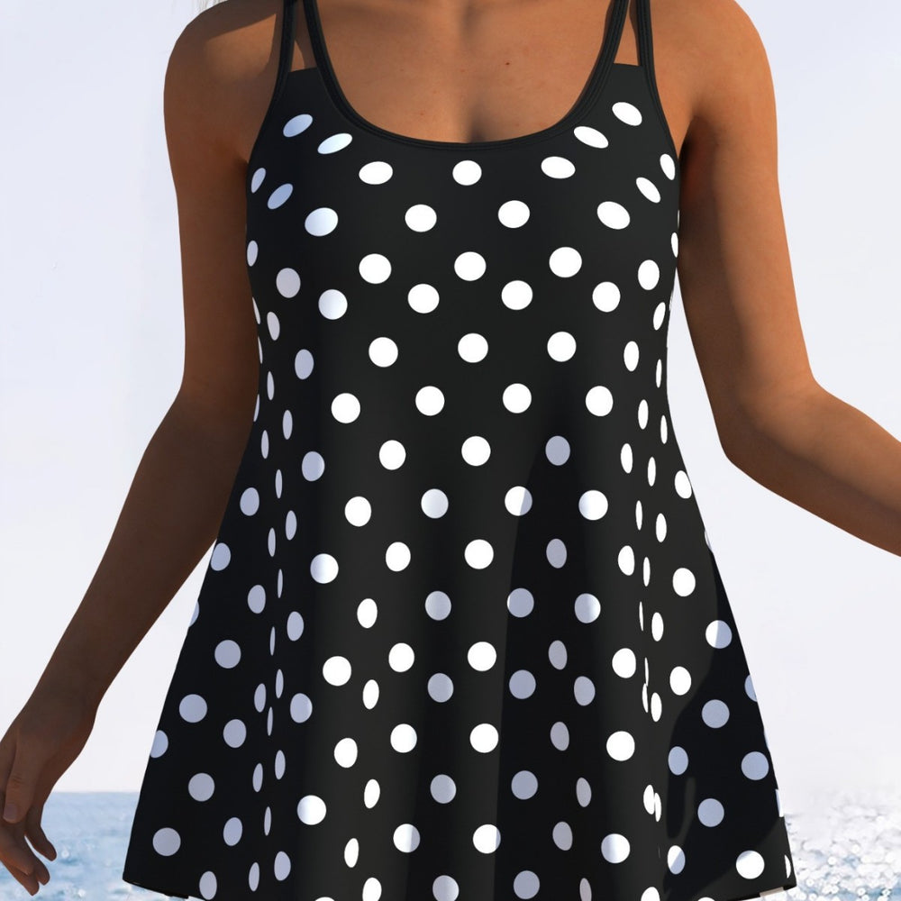Damen Tankini mit verspieltem Streifenmuster und originellem Schnitt EB