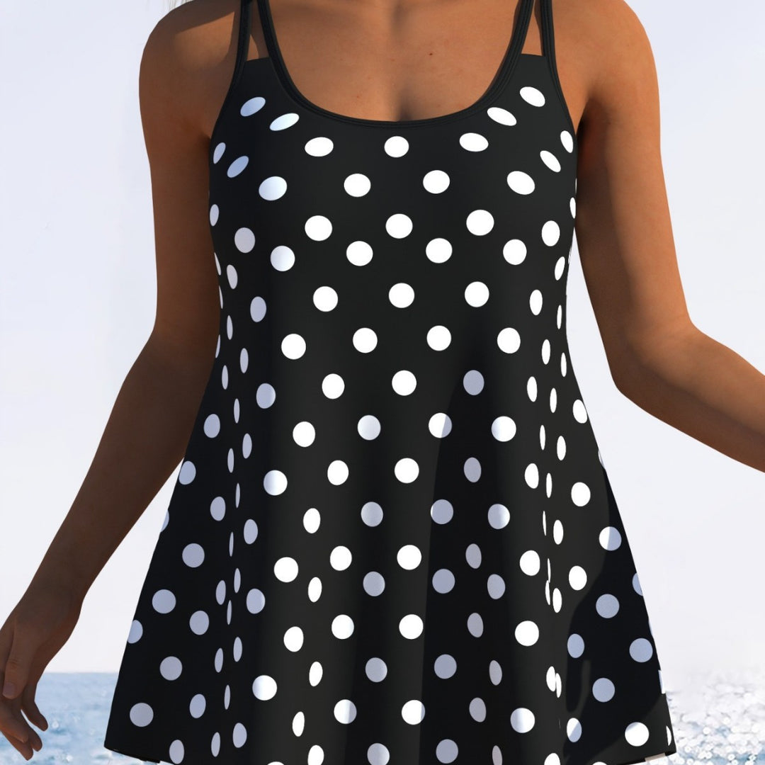 Damen Tankini mit verspieltem Streifenmuster und originellem Schnitt EB