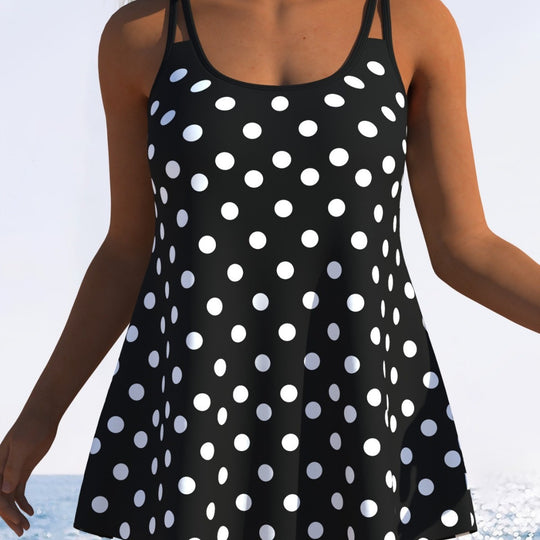 Damen Tankini mit verspieltem Streifenmuster und originellem Schnitt EB
