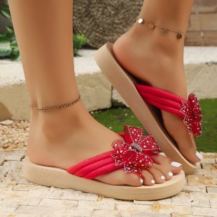 Damen Badesandalen mit elegantem Schleifen-Design und rutschfester Sohle EB