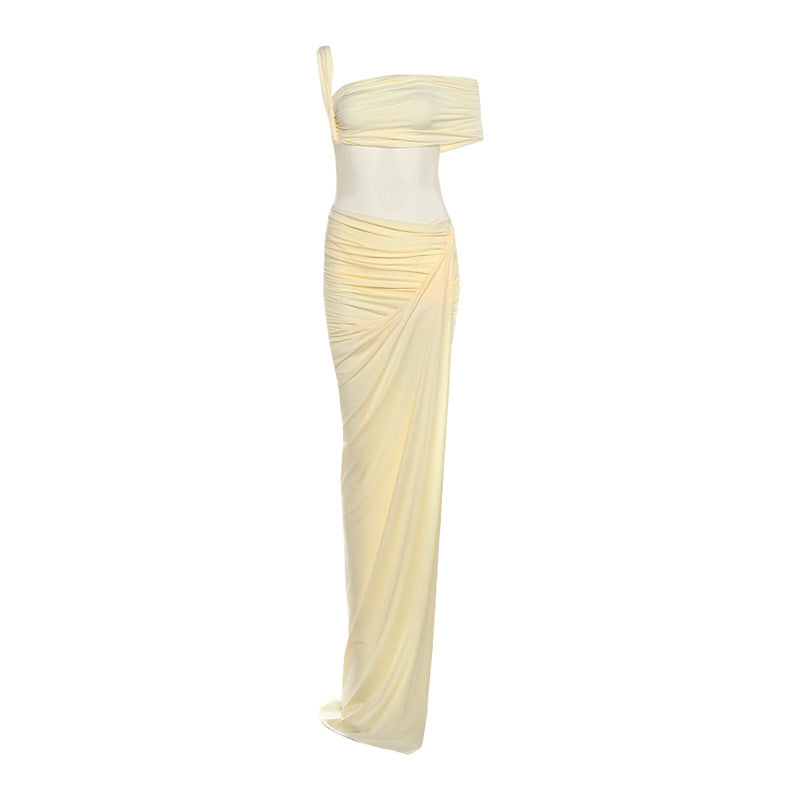 Damen Raffiniertes Maxikleid mit asymmetrischem Design und figurnaher Passform EB
