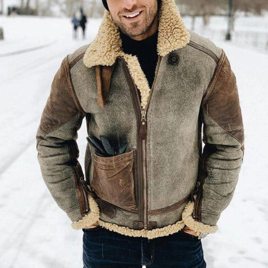 Herren Wool-Lederjacke mit warmem Innenfutter EB