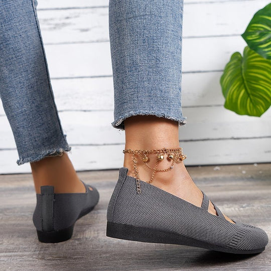 Damen Geflochtene und atmungsaktive Ballerinas EB