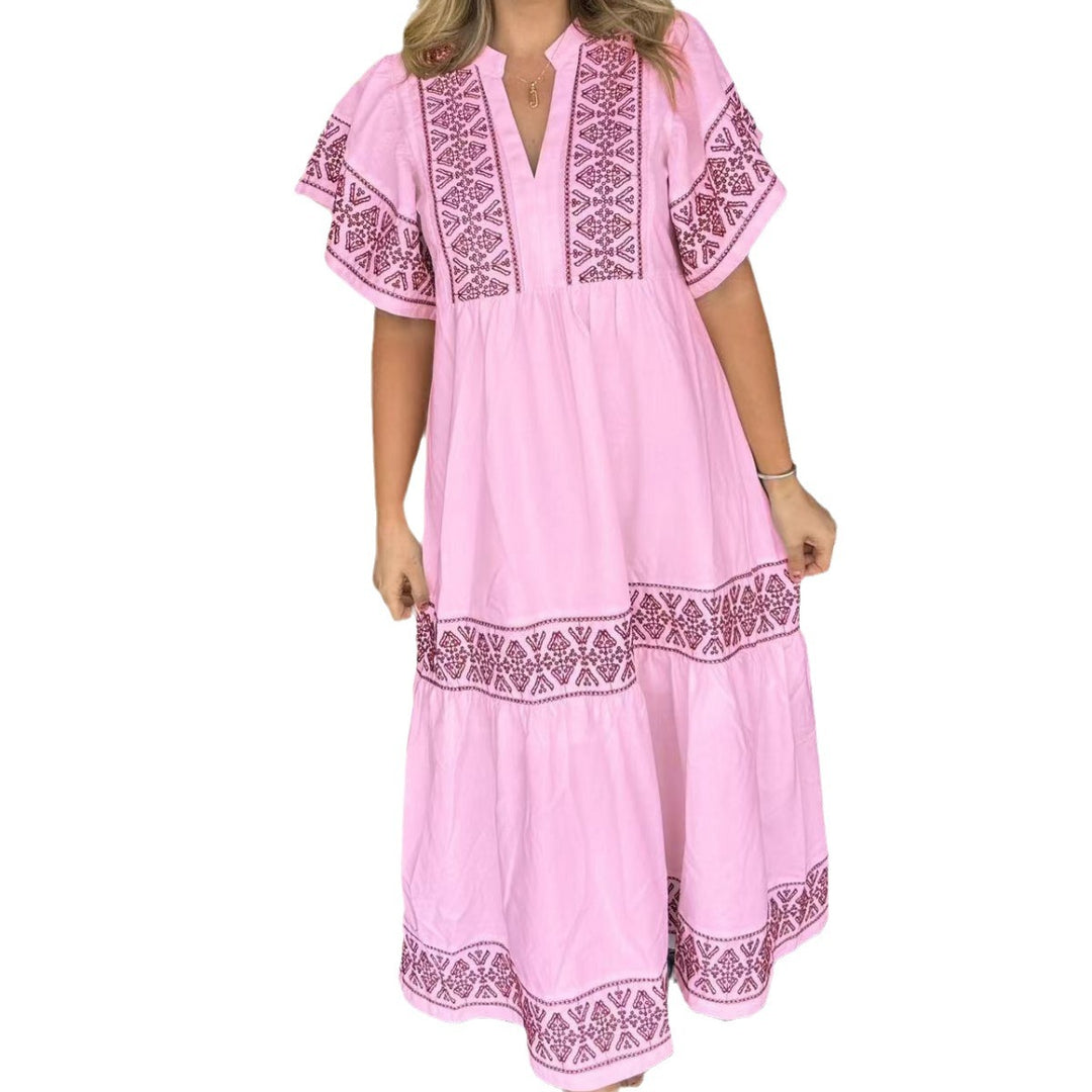 Damen Maxikleid mit eleganten Stickereien EB
