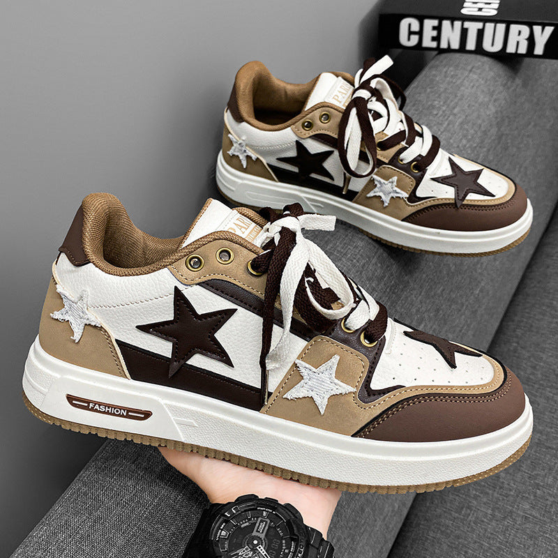 Unisex modische Plateausneaker mit Sternapplikationen, gepolstertem Einstieg und griffiger Profilsohle EB