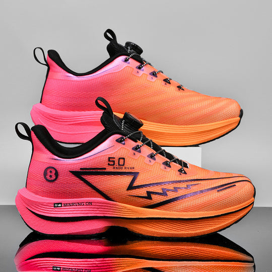 Unisex gedämpfte Wettkampf-Laufschuhe mit Drehregler-Verschluss, sockenähnlichem Einstieg und reaktionsfreudiger Hohlkern-Zwischensohle EB