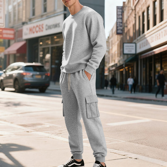 Herren Utility-Cargo-Jogger aus French Terry mit Mehrfachklappen & Tunnelzug EB