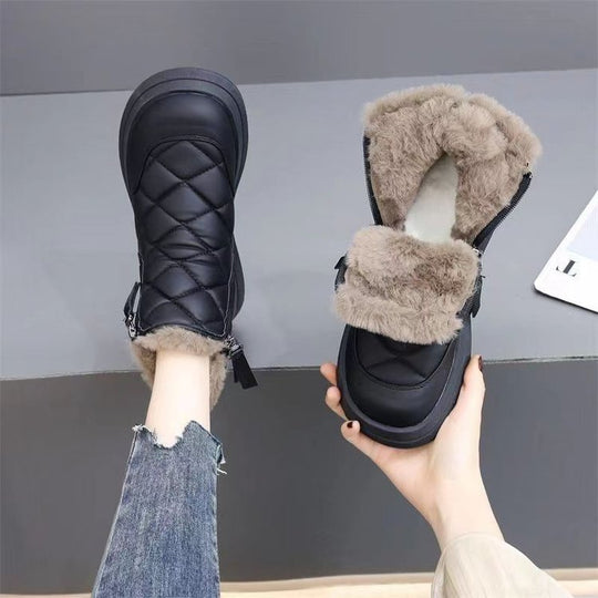 Damen gefütterte Winterstiefel mit praktischem Reißverschluss und flauschigem Innenfutter EB