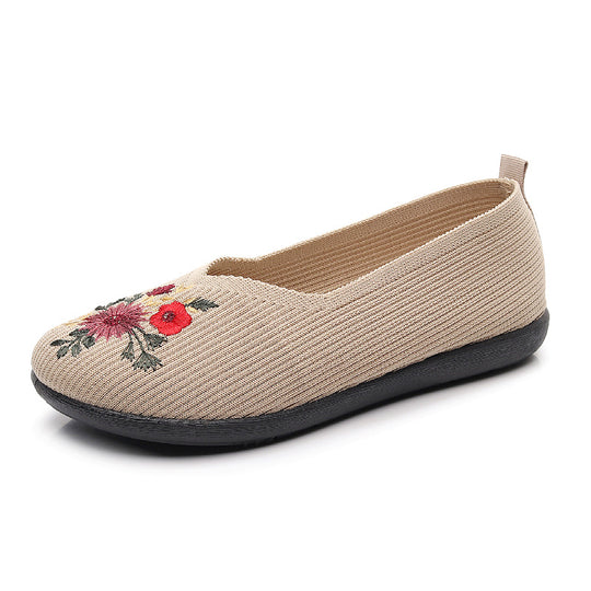 Damen Ballerinas mit floraler Stickerei und flexiblem Fußbett EB