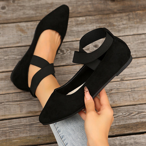 Damen elegante Ballerinas mit modischem Riemendesign EB