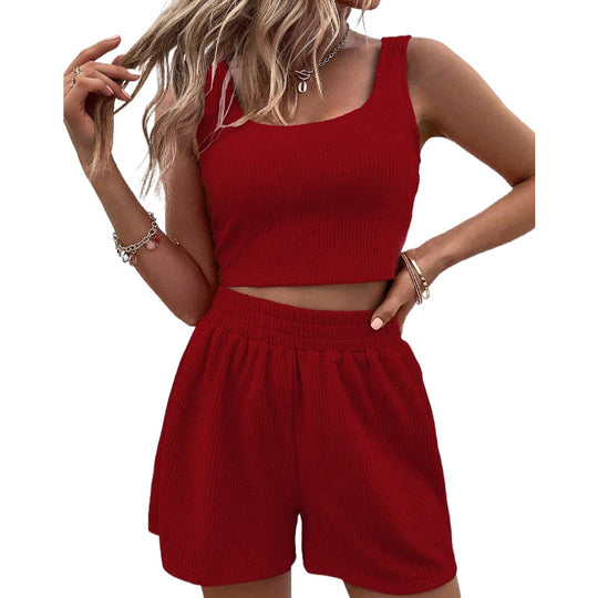 Damen Sportliches Crop-Top und Shorts Ensemble EB