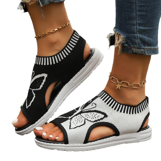 Damen Zehentrenner-Sandalen mit modischem Schmetterlingsdesign und atmungsaktivem Obermaterial EB