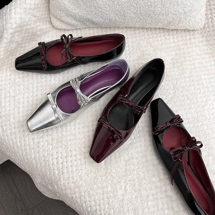 Damen Glänzende Pumps mit elegantem Schleifendetail und modernem Schnitt EB