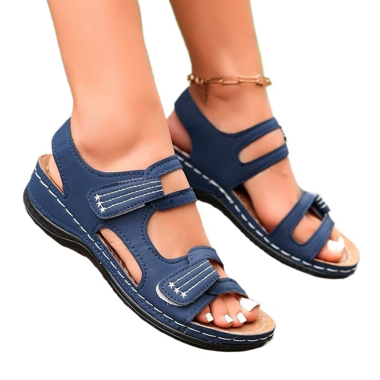 Damen Komfortable Sandalen mit verstellbaren Klettverschlüssen EB