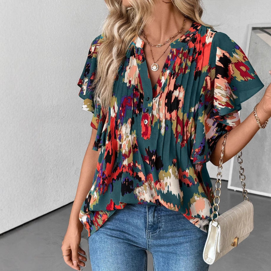 Damen Bluse mit Rüschenelementen und strukturiertem Design EB