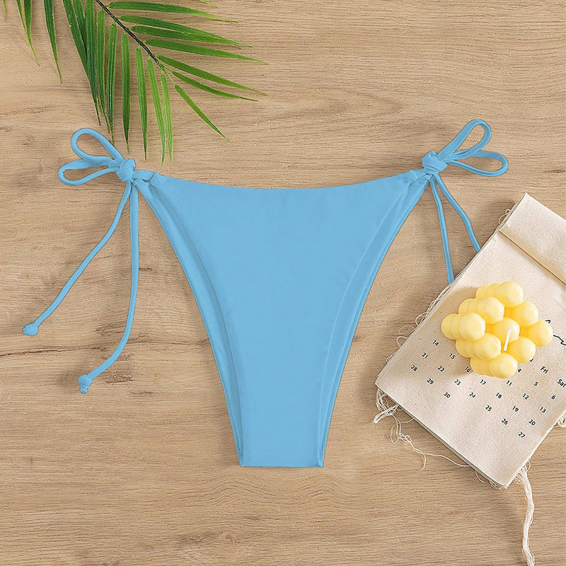 Damen Hochgeschnittenes Bikini-Unterteil mit verstellbaren Bindebändern EB