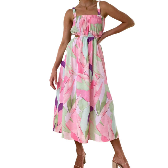 Damen Maxikleid mit elastischem Taillenzug und trägerfreiem Oberteil EB