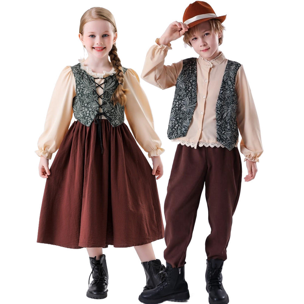 Unisex nan Kinderweste im Vintage Brokatstil mit floralem Jacquardmuster EB