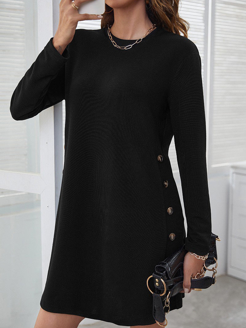 Damen Freizeitkleid mit eleganten Knopfdetails und lässigem Schnitt EB