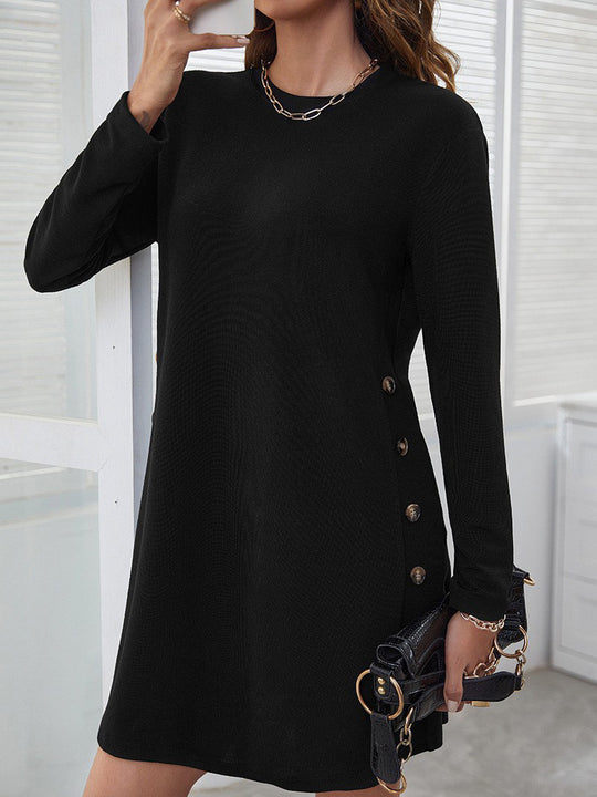 Damen Freizeitkleid mit eleganten Knopfdetails und lässigem Schnitt EB