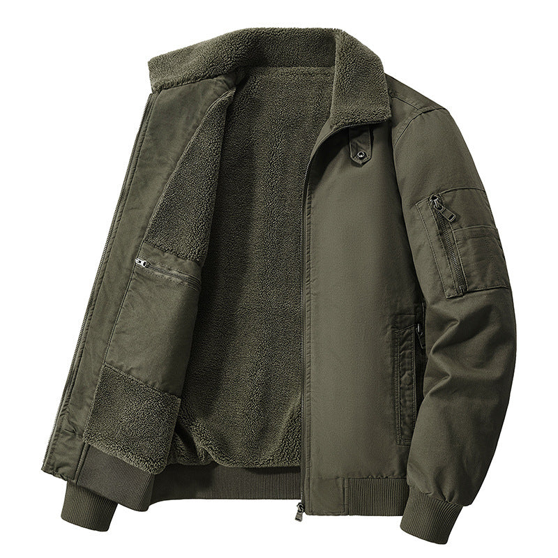 Men's  thermal sherpa-lined utility bomber jacket with inner zip stash pocket EB