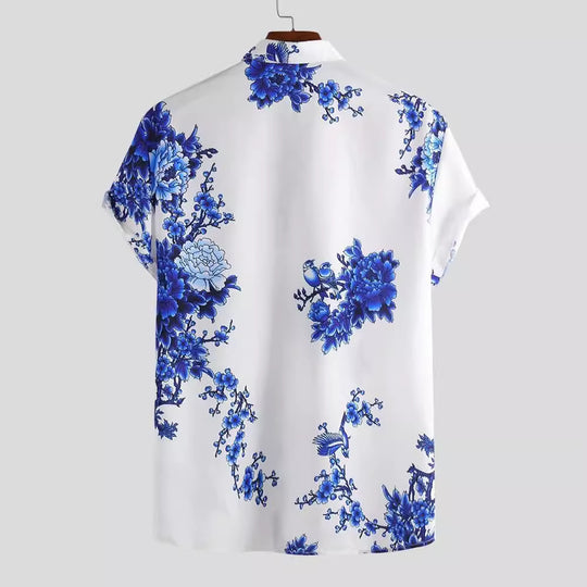 Herren Kurzarmhemd mit elegantem floralem Druck und hochwertigem Material EB