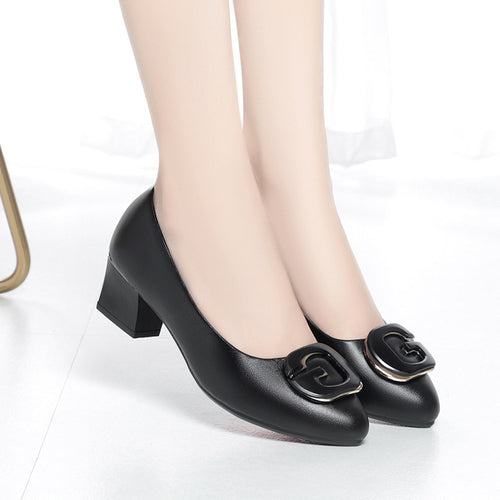 Damen Elegante Pumps mit modischem Schmuckdetail und komfortablem Blockabsatz EB