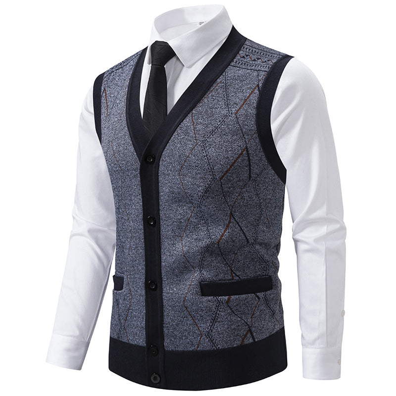 Herren modische Strickweste mit raffinierten Mustern und praktischen Taschen EB