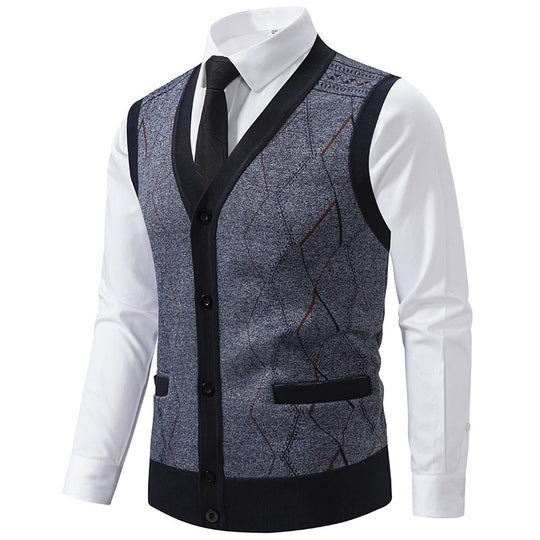 Herren modische Strickweste mit raffinierten Mustern und praktischen Taschen EB