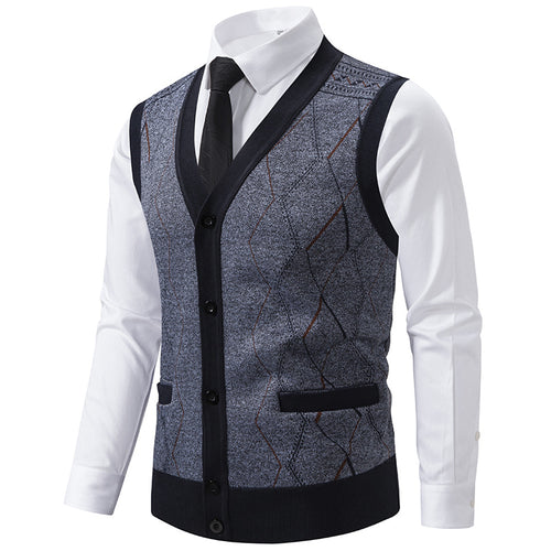 Herren modische Strickweste mit raffinierten Mustern und praktischen Taschen EB