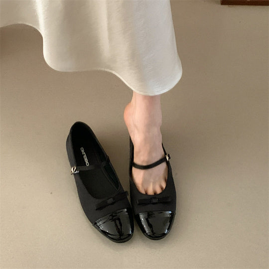 Damen Elegante Ballerinas mit dekorativer Schleifenverzierung und hochwertiger Lederoberfläche EB