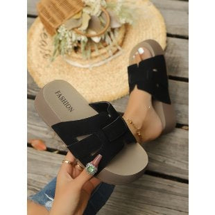 Damen Komfortable Mules mit modischem Riemendesign EB