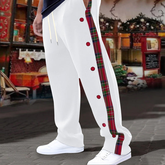 Herren Sportliche Freizeit-Jogginghose mit verstellbarem Kordelzug und dekorativen Knöpfen EB