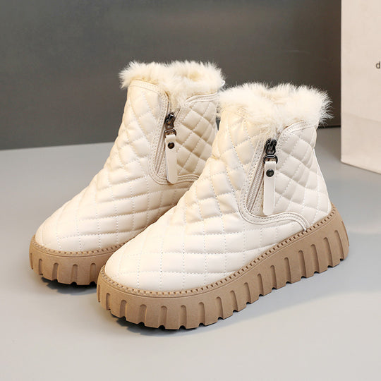 Damen Winterstiefel mit modischem Zipper-Design und kuscheligem Innenfutter EB