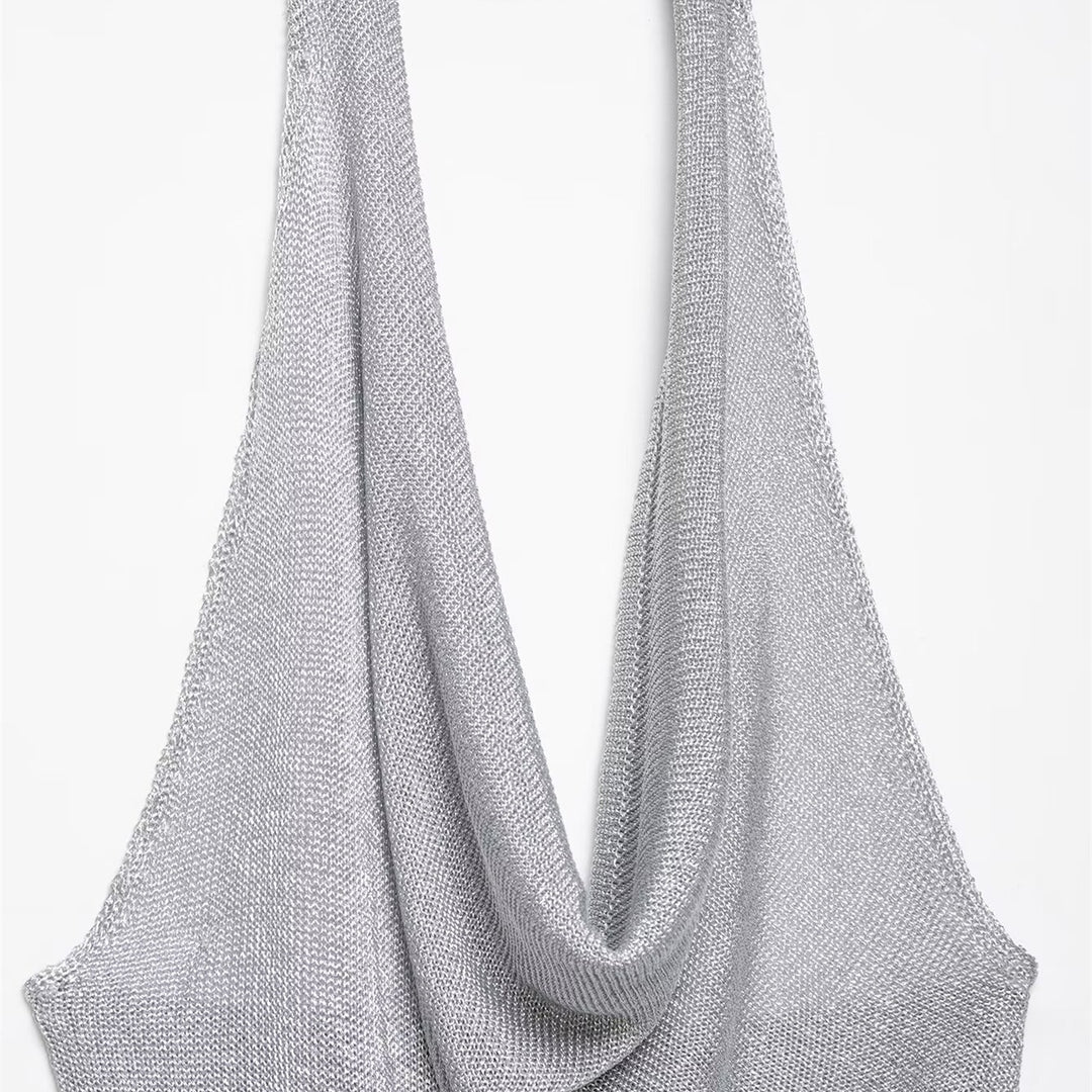 Damen Haltertop mit elegantem Wasserfallausschnitt und figurumspielendem Schnitt EB